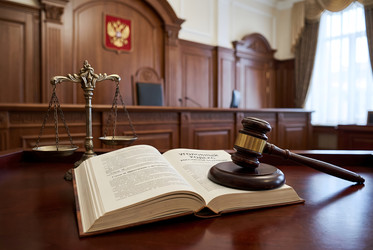 Уголовный кодекс России с молотком судьи и весами правосудия - brillenstimmer