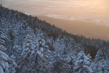 Горнолыжный комплекс «Горный воздух» зимой. Сахалин. View of the ski complex "Gorny Vozduh". Sakhalin. (marka) - marka