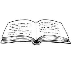 Набор нарисованных от руки старинных книг и свитков на деревянной книжной полке в стиле эскиза тушью, изолированный на белом фоне. Гравюра для оформления книжного магазина или библиотеки, обложки книги, упаковки, открыток - Milla_Zelenyuk