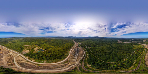 Панорама, вид с воздуха, железная дорога, лес, белый песок - WertigoNice