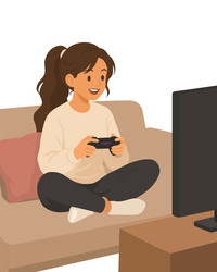 Девушка играет в видеоигровую приставку - Shiomi