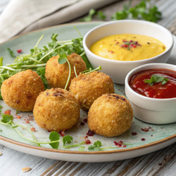 Вкусные рыбные крокеты с шафрановым айоли и соусом чили (генеративный ИИ) - RomanZ