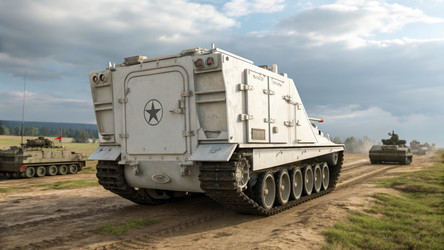 Детальный вид военного танка сзади на военной базе. Генеративный ИИ - RomanZ
