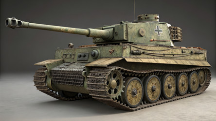 Детальный вид танка Tiger I в армейской раскраске (генеративный ИИ) - RomanZ