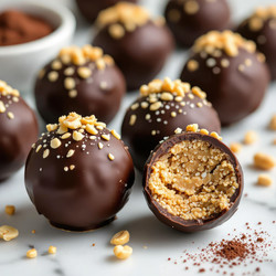 Вкусные вегетарианские шоколадные лакомства с арахисовым маслом (крупный план) Генеративный ИИ - RomanZ