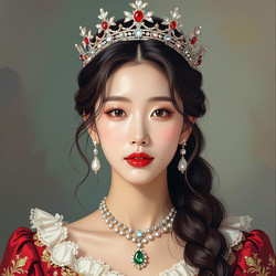 Изображение звезды K-pop в величественном наряде со сложной короной, созданное с помощью генеративного ИИ - RomanZ