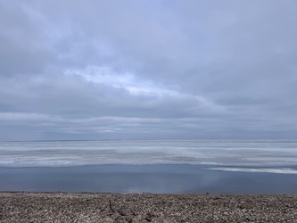 Азовское море подо льдом и серыми тяжелыми тучами, Ейск - OlgaK