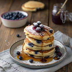 Вкусные блинчики с черникой без лактозы, подаются теплыми. Генеративный ИИ - RomanZ