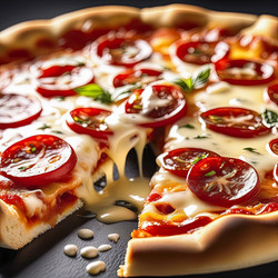 Вкусная пицца пепперони с расплавленным сыром, готовая к подаче. Генеративный ИИ - RomanZ