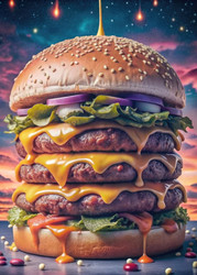 Восхитительный гигантский чизбургер, щедро покрытый слоями сыра. Генеративный ИИ - RomanZ