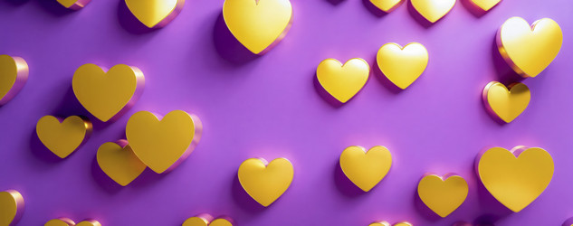 Желтые сердечки на фиолетовом фоне: игривый дизайн, созданный с помощью ИИ - RomanZ