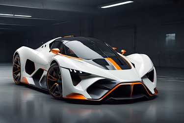 Роскошный спортивный автомобиль, представленный в современном гаражном интерьере. Генеративный искусственный интеллект - RomanZ