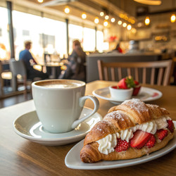 Ceramics and Café Delicacies at a Cozy Morning Spot Generative AI - RomanZ