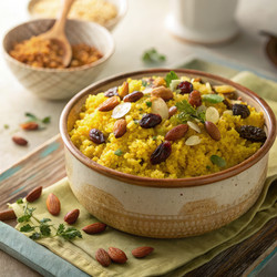 Плов из золотистой цветной капусты с орехами и травами. Генеративный ИИ - RomanZ