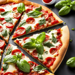 Вкусная пицца пепперони со свежим базиликом и томатным соусом (генеративный ИИ) - RomanZ