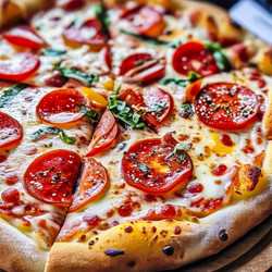 Наслаждаюсь вкуснейшей пиццей пепперони со свежей зеленью. Генеративный ИИ - RomanZ