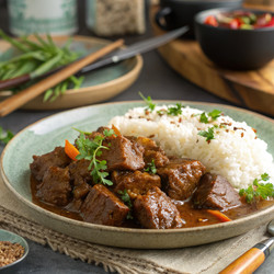 Стандартный масштаб рецепта говядины Хумба для вкусного филиппинского блюда, созданного с помощью генеративного ИИ - RomanZ