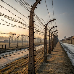 Колючая проволока, обозначающая границы ландшафта советской эпохи. Генеративный ИИ - RomanZ