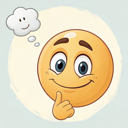 Cheerful Thinking Emoji With Thought Bubble — Generative AI - RomanZ