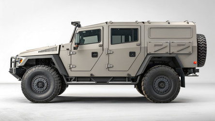 Автомобиль Oshkosh в стандартном гигапиксельном масштабе, вид сбоку, генеративный ИИ - RomanZ