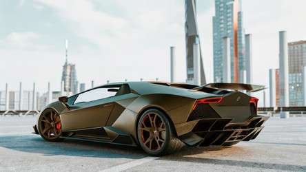 Потрясающий Lamborghini с элегантным дизайном в городской среде. Генеративный искусственный интеллект - RomanZ