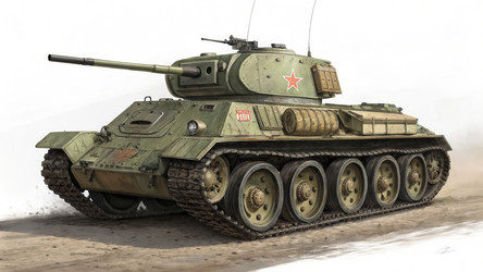 Вид спереди армейского танка (зеленый цвет, генеративный ИИ) - RomanZ