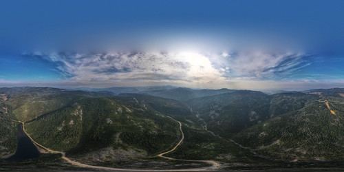 Панорама, озеро, горный хребет, вид с воздуха, вечер, солнечные лучи, облака - WertigoNice