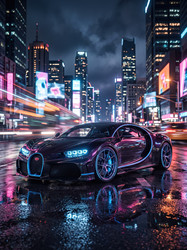 Футуристический черный спортивный автомобиль в Найт-Сити - artshock