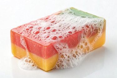 Разноцветное мыло ручной работы с пузырьками, лежащее на поверхности (генеративный ИИ) - RomanZ
