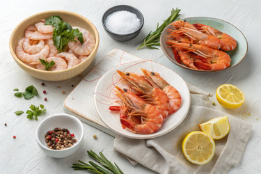 Вкусные блюда из морепродуктов с креветками и свежими ингредиентами. Генеративный искусственный интеллект - RomanZ