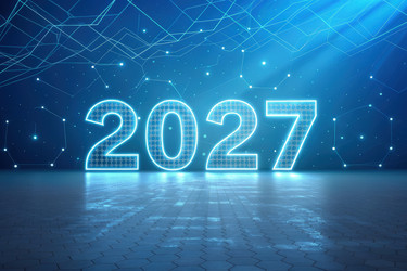 Яркий цифровой дисплей 2027 года в футуристической обстановке. Генеративный искусственный интеллект - RomanZ