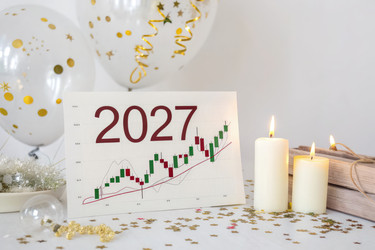 Празднование успеха с помощью награды за финансовый рост в 2027 году. Генеративный ИИ - RomanZ