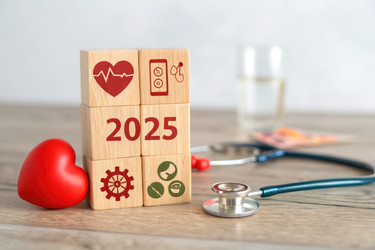 Цели в области здравоохранения на 2025 год, проиллюстрированные блоками и символами с помощью генеративного искусственного интеллекта - RomanZ