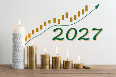 Прогноз финансового роста с использованием свечей и монет на 2027 год. Генеративный ИИ - RomanZ