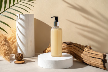 Натуральная косметика по уходу за кожей на витрине с теплым освещением и генеративным искусственным интеллектом - RomanZ