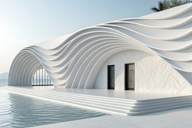 Современный архитектурный дизайн от Serene Waterfront Location Generative AI - RomanZ