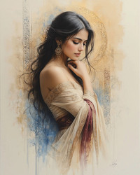 Art of Beautiful Asian Girl in Traditional Dress – Romantic Oriental Mystery for Poster, Card or Cultural Branding - Kulkann75