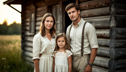 Семейная фотосессия в деревенском стиле, родители с детьми в винтажном, фермерском или ностальгическом стиле - Kulkann75
