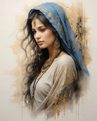 Art of Beautiful Asian Girl in Traditional Dress – Romantic Oriental Mystery for Poster, Card or Cultural Branding - Kulkann75