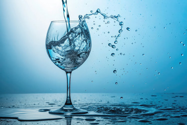 Освежающие брызги воды в стакане на поверхности. Генеративный ИИ - RomanZ
