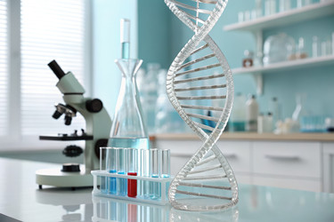 Лабораторная установка с моделью ДНК и научным оборудованием для генеративного искусственного интеллекта - RomanZ