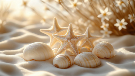 Neutral White and Beige Seashells on Sandy Shore – Organic Coastal Art for Bathroom Wall Decor or Summer Gift Print - Kulkann75