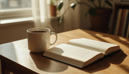 Зернистое размытие, кофейная книга, уютный столик, аналоговый - Kulkann75