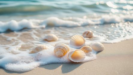 Pale Turquoise and Beige Seashells on Foamy Shore – Dreamy Coastal Palette for Beach Wall Art or Summer Print - Kulkann75