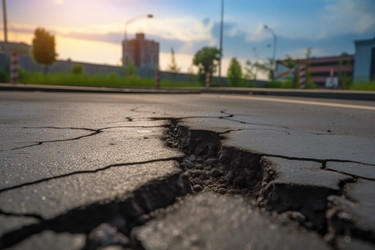 Большая трещина в земле. Разрушения, вызванные землетрясением. Создание ИИ - yliv