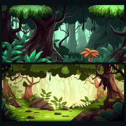 Фон для 2D-платформера в мультяшном стиле. Волшебный лесной мир. Генерация ИИ - yliv