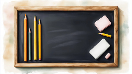 Watercolor Style Illustration of Black School Chalkboard – Educational Art for Classroom Decor, Teacher Gift or Back to School Poster - Kulkann75