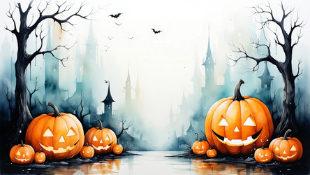 Halloween Poster with Copy Space in Blue and Orange – Spooky Minimalist Design for Flyer, Social Media or Party Invitation - Kulkann75