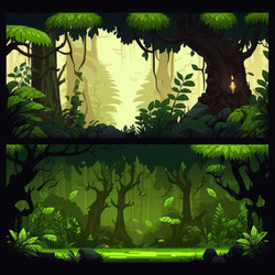 Фон для 2D-платформера в мультяшном стиле. Волшебный лесной мир. Генерация ИИ - yliv
