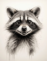 Childish Doodle Sketch of a Raccoon – Playful Hand Drawn Animal Drawing for Kids Art, Sticker or Coloring Page - Kulkann75